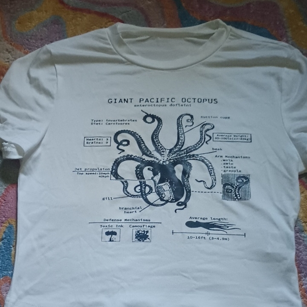 White Graphic T-Shirt with Octopus Design